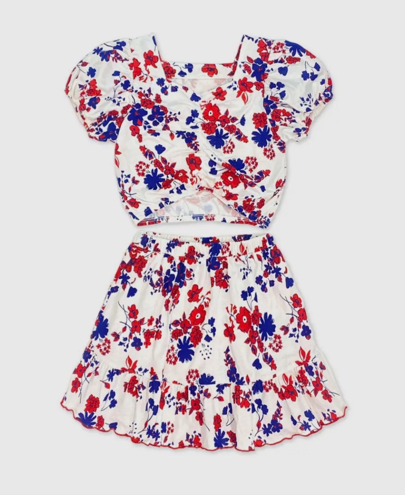 Toddler 2 pc skirt set with puff sleeve