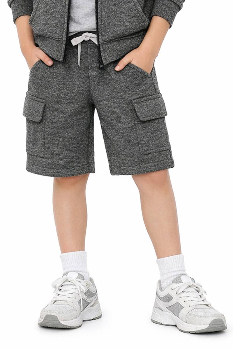 Pantalones cortos cargo de felpa jaspeada para niño