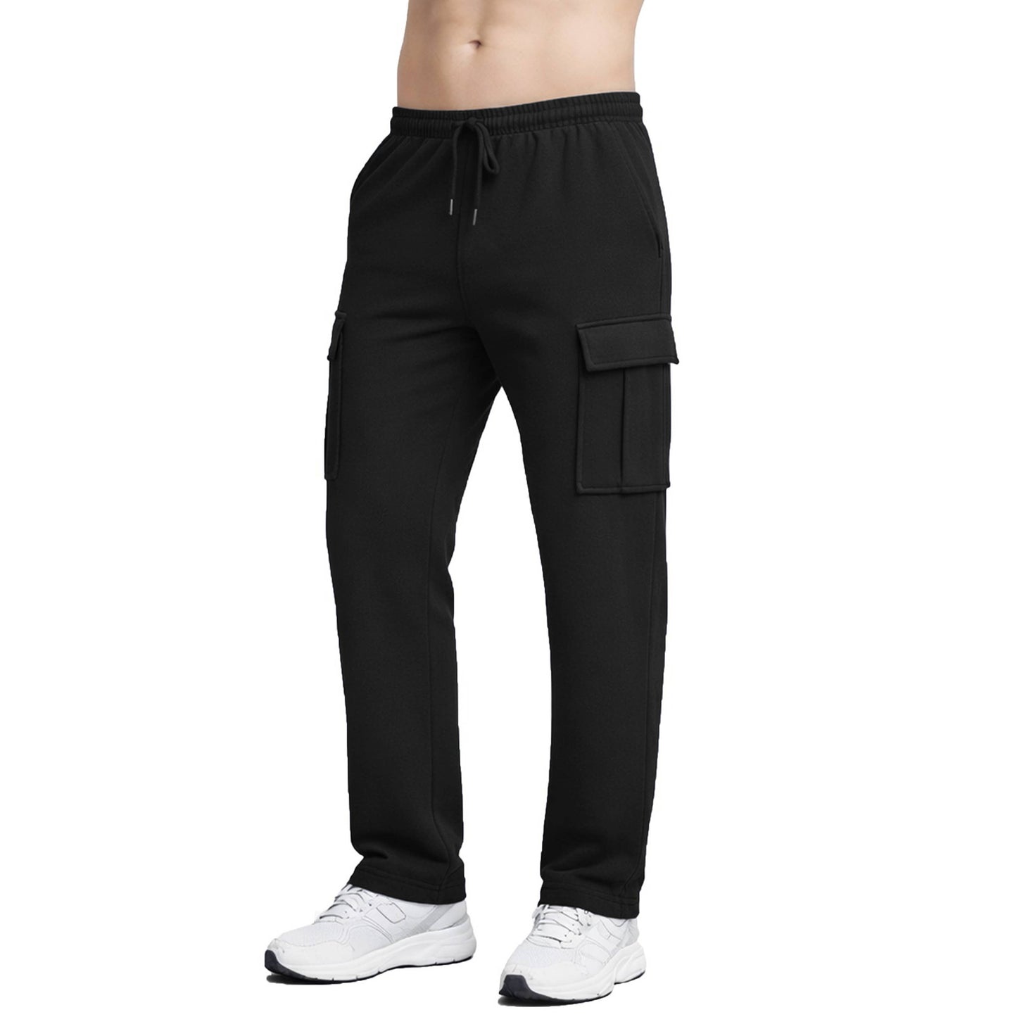 Men's Cargo Sweatpants With Open Bottom