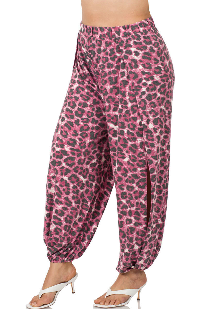 LEOPARD SPLIT SIDE PANTS