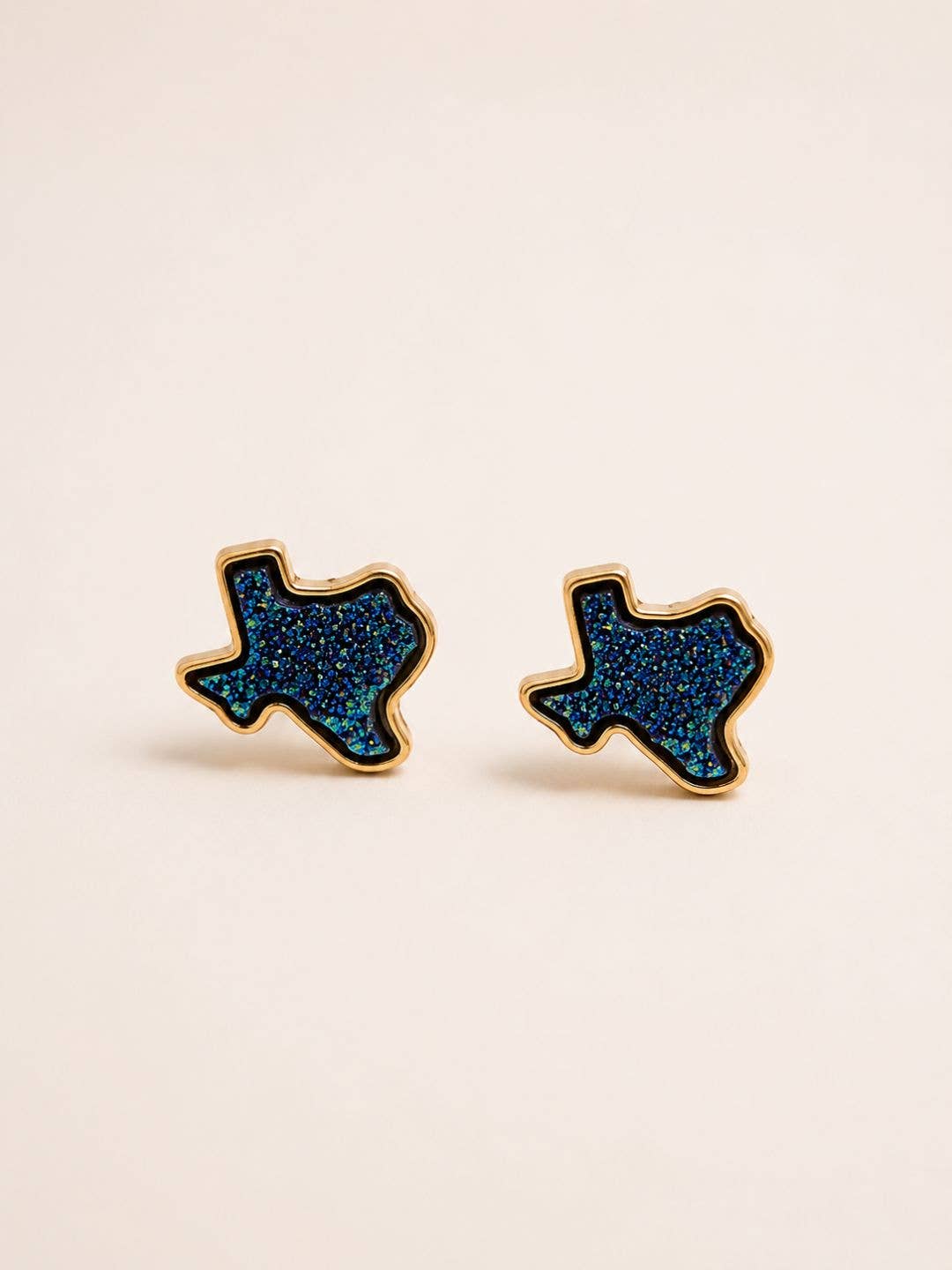 Texas Druzy Stud Earrings, Blue