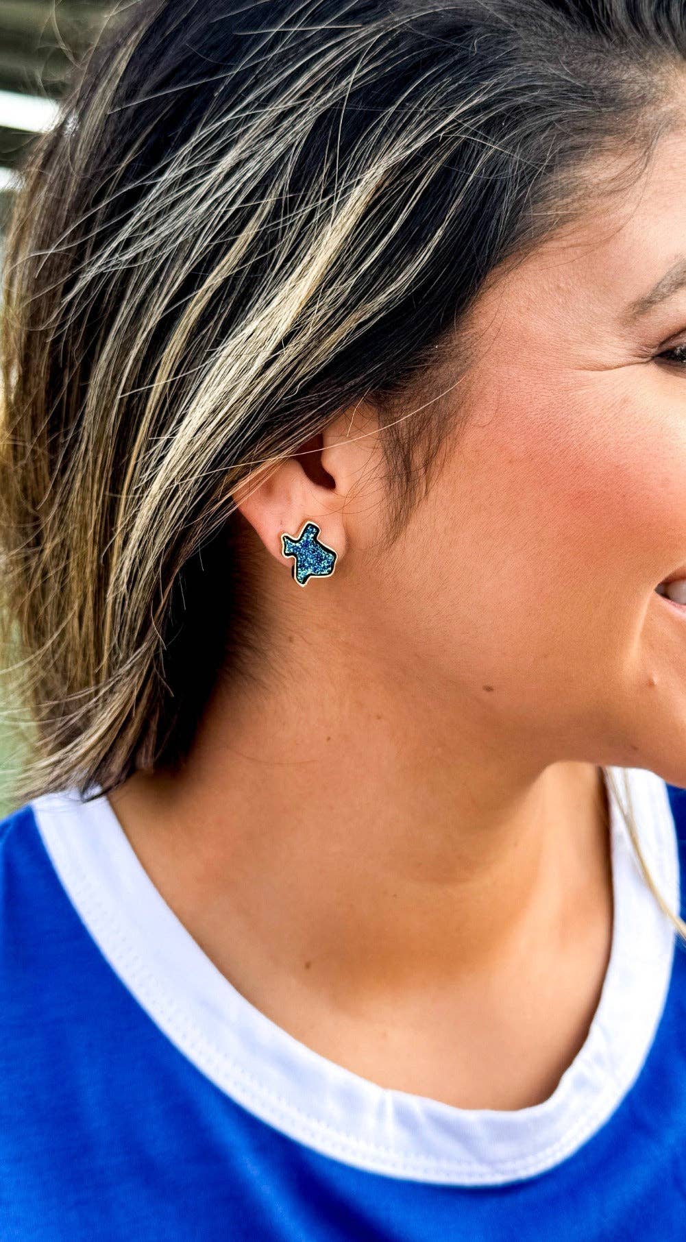 Texas Druzy Stud Earrings, Blue