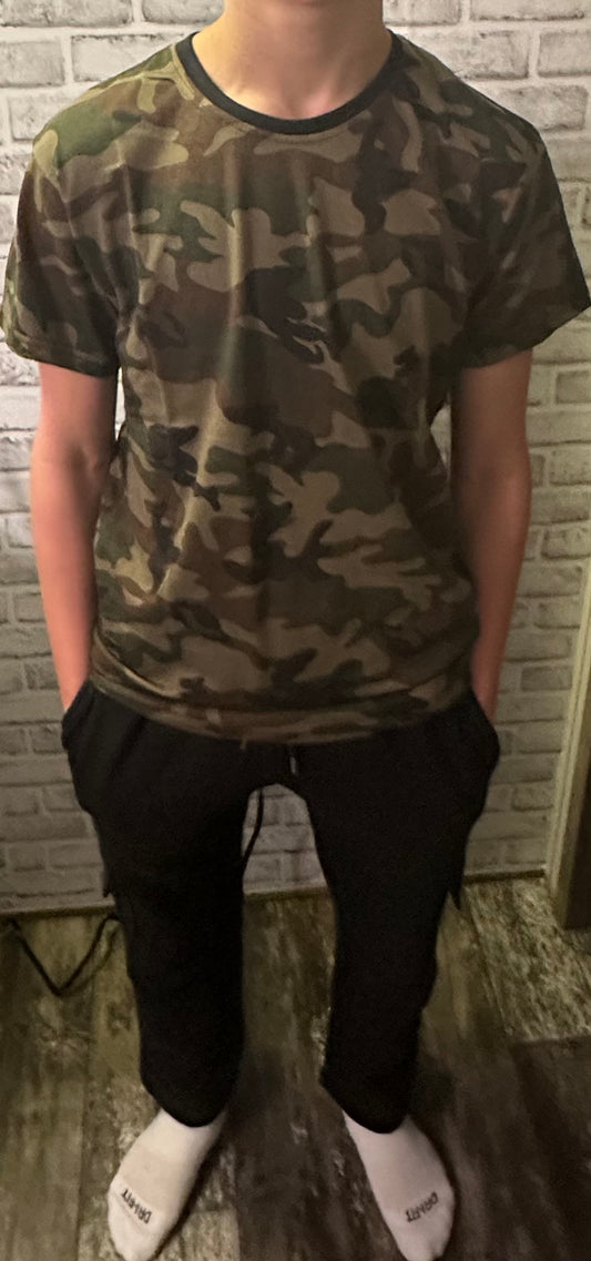 Men's Camo Printed Short Sleeve Crew Neck Tee