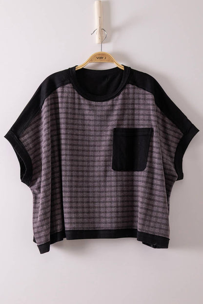 Dolman Sleeve Textured Knit Casual Top