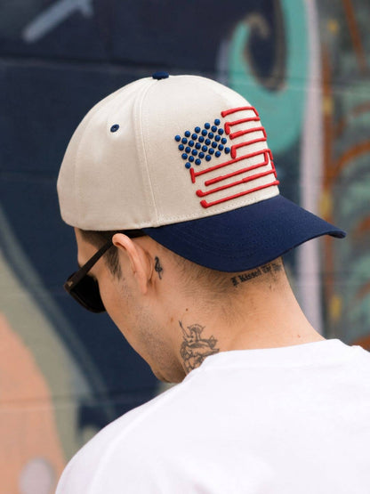 USA Golf Clubs on Tan Cap with Navy Bill