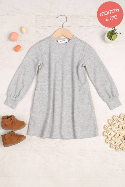 SALE!!! YMD10062TKV-KIDS LONG PUFF SLEEVE FRENCH TERRY DRESS