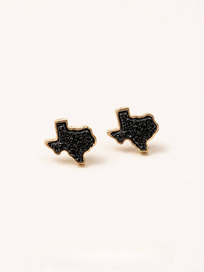 Texas Druzy Stud Earrings, Black