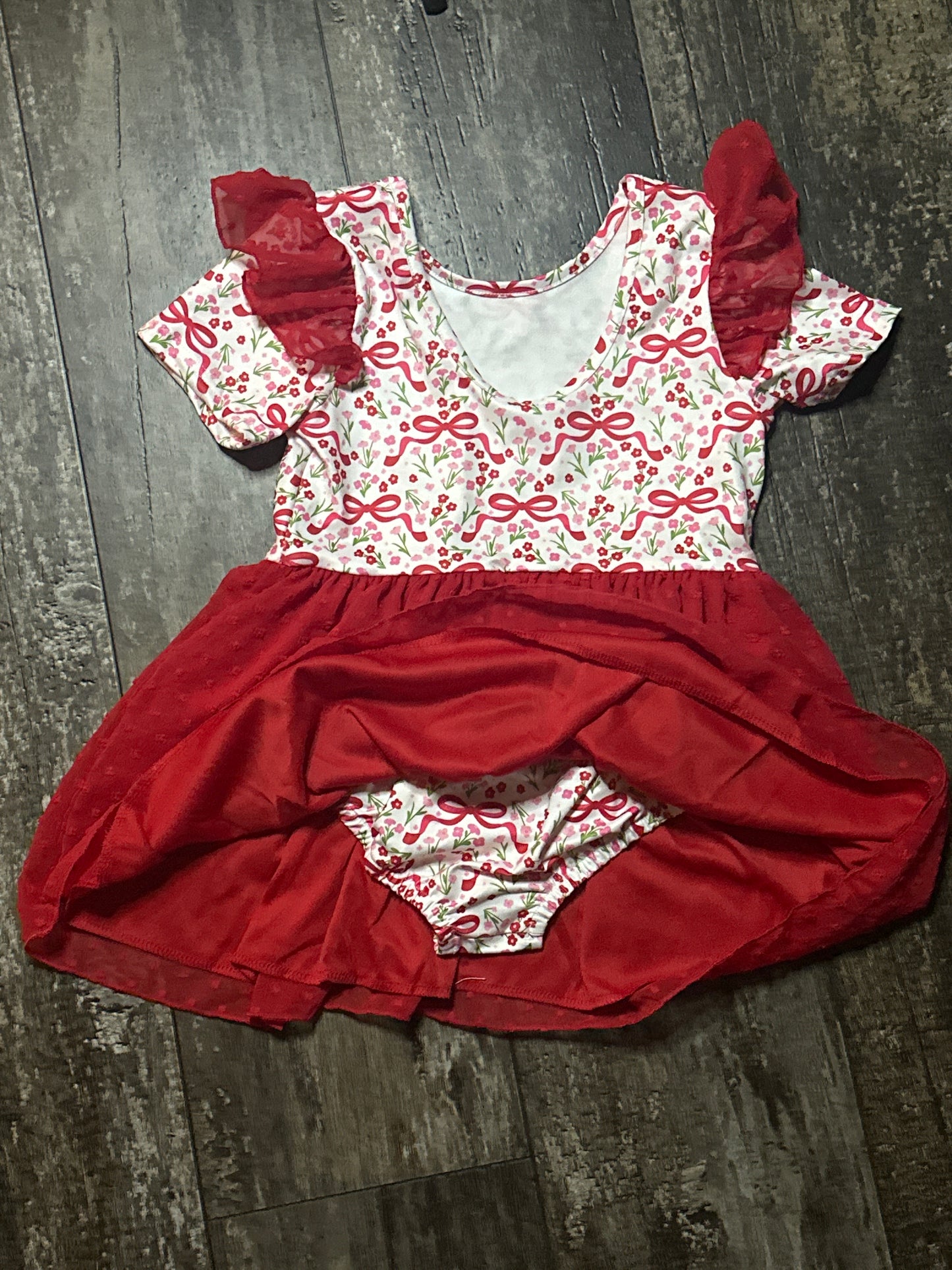 Leotard Red Bows 7/8