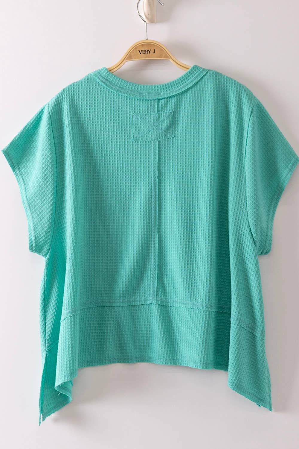 Flared Hem Waffle Knit Casual Top