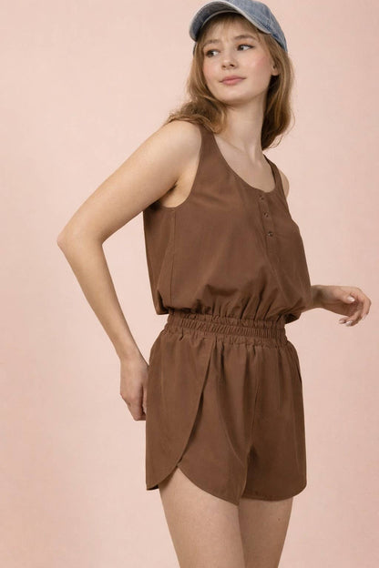 Button Down Activewear Romper