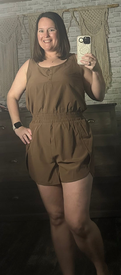Button Down Activewear Romper