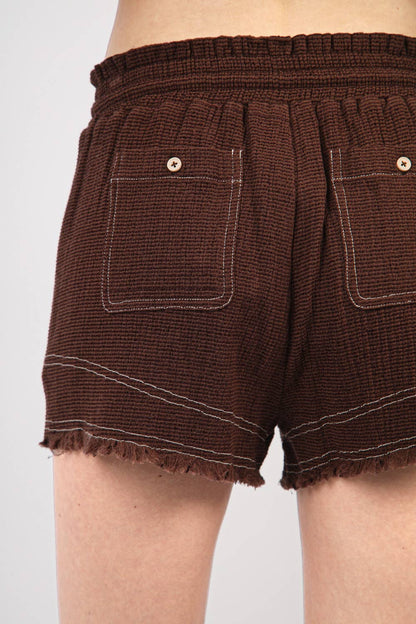 High Waist Trayed Hem Shorts
