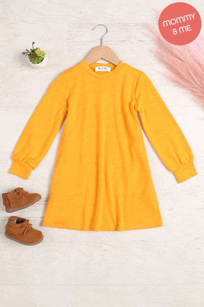 SALE!!! YMD10062TKV-KIDS LONG PUFF SLEEVE FRENCH TERRY DRESS