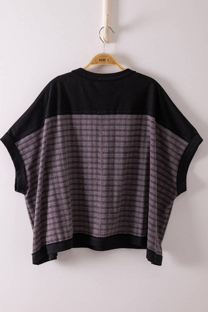 Dolman Sleeve Textured Knit Casual Top