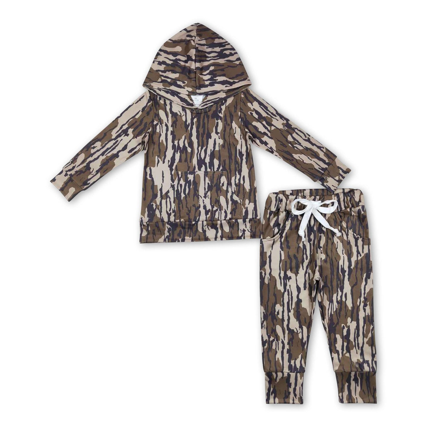 Khaki camo hoodie pants kids boys clothing set