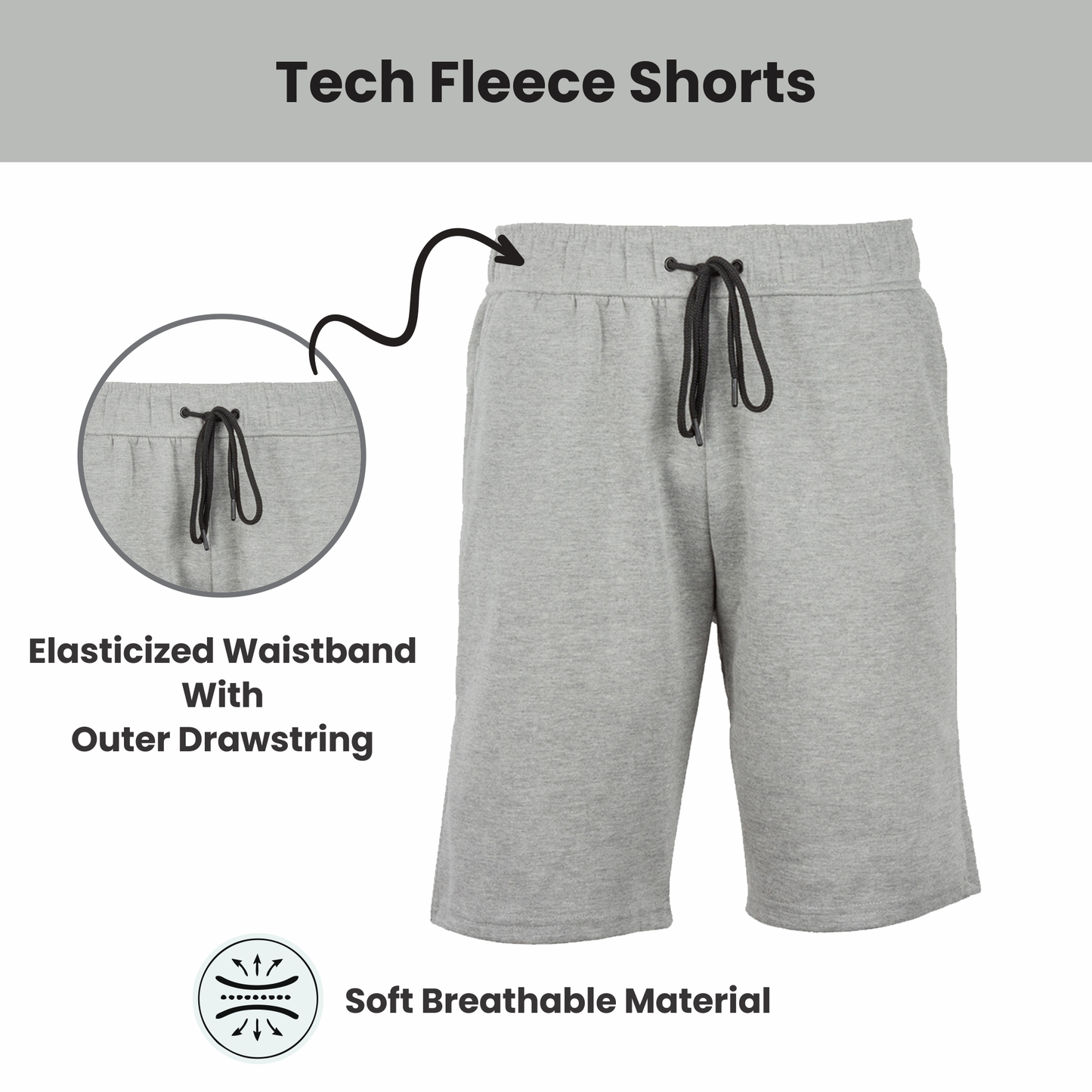 Pantalones Cortos de Rendimiento Tech Fleece para Hombre con Cremallera Termosellada
