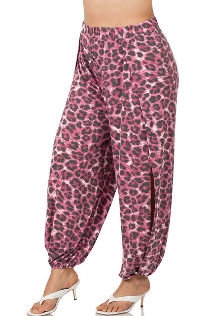 LEOPARD SPLIT SIDE PANTS