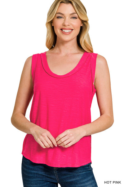 SLUB RAW EDGE DETAIL TANK TOP