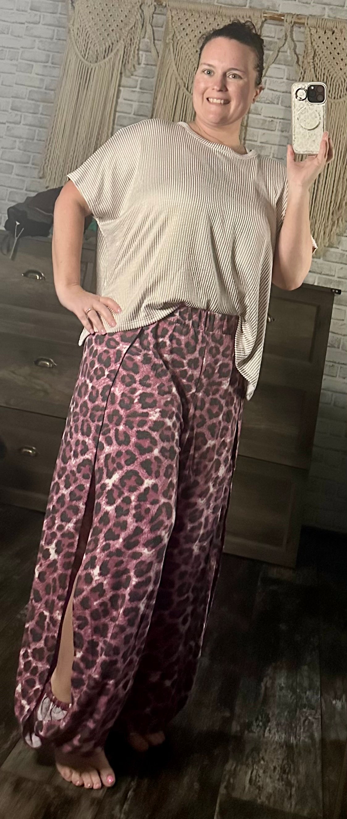 LEOPARD SPLIT SIDE PANTS