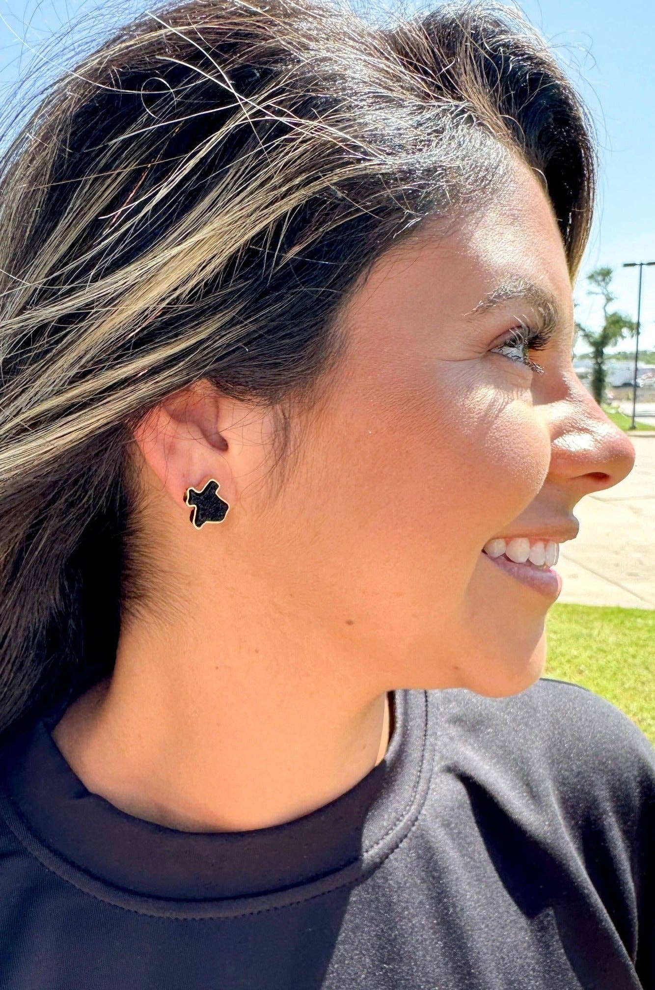 Texas Druzy Stud Earrings, Black