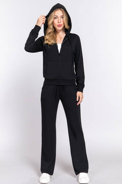 Long Sleeve Hoodie Jacket & Pants Sweatsuit Set