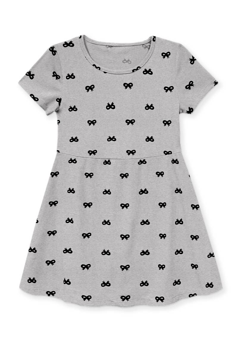 Skater S/S Dress w/ Bow Print