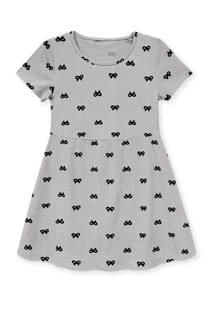 Skater S/S Dress w/ Bow Print