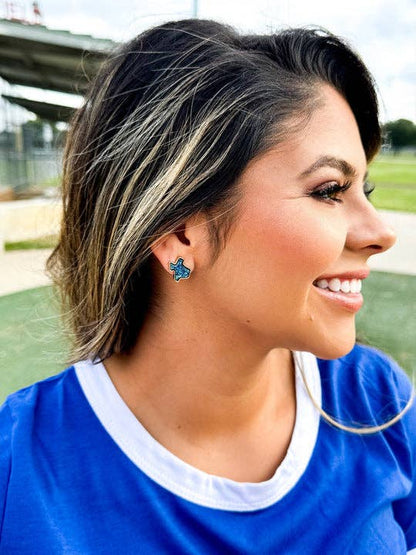 Texas Druzy Stud Earrings, Blue