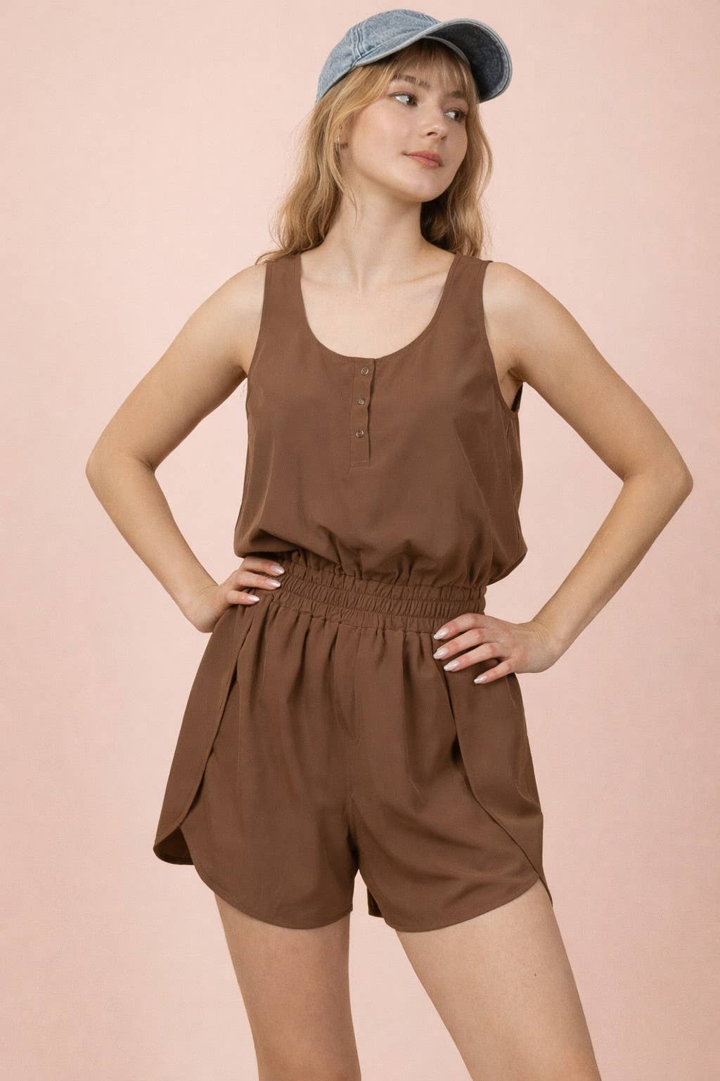 Button Down Activewear Romper