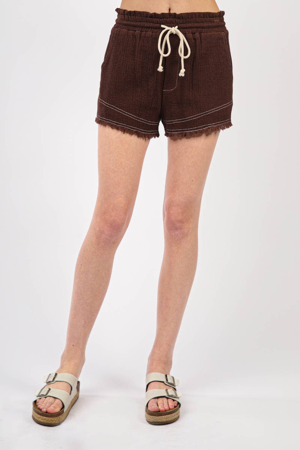 High Waist Trayed Hem Shorts