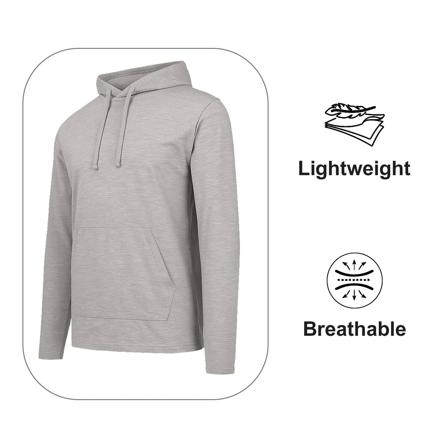 Men's Lightweight Casual Pullover Drawstring Hoodie W Pocket