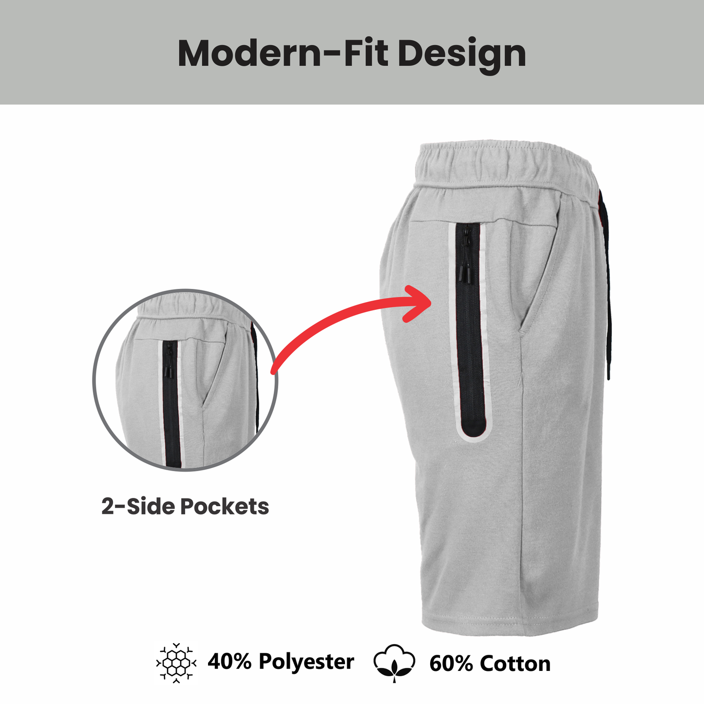 Pantalones Cortos de Rendimiento Tech Fleece para Hombre con Cremallera Termosellada